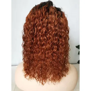 1B/350 1B/99J Water Wave Lace Frontal Wig Virgin Brazilian Human Hair  Deep Curly Lace Front Bob Wig