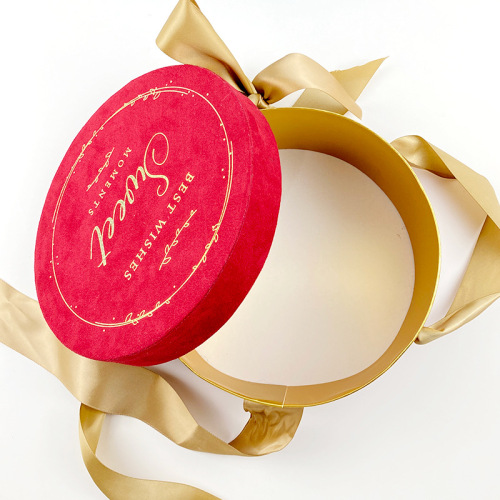 Роскошная бархатная круглая коробка на заказ логотип серебряного золота