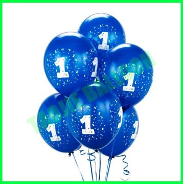 Number 1 printed blue color latex balloons for baby's birthday