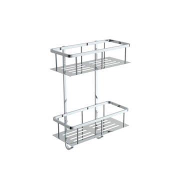 Bathroom Corner Shelf Organizer - Stainless Steel 2-Tier Wall Mount Shower Caddy