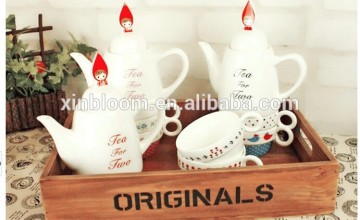 creative little red riding hood 3-piece set ceramic water kettle and tea bowl, creative promotional ceramic tea set