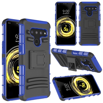 3-in-1 Cover Cover Case Defender With Defender مع مقطع حزام واماح لـ LG V50 2019 / LG V50 Thinq 5G