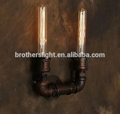 New Steampunk Edison Bulb Industrial Pipe Style Art Loft Wall Light Aged Steel Rust Iron