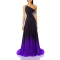 Women's One Shoulder Ombre Long Evening Prom Dress