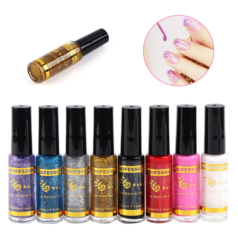 Professional Nail Polish Nail Pencil 3D Glitter Sequin Flower Flower Pen 8 Color Nail Polish Paint Pen Nail Drawing Pen TSLM1