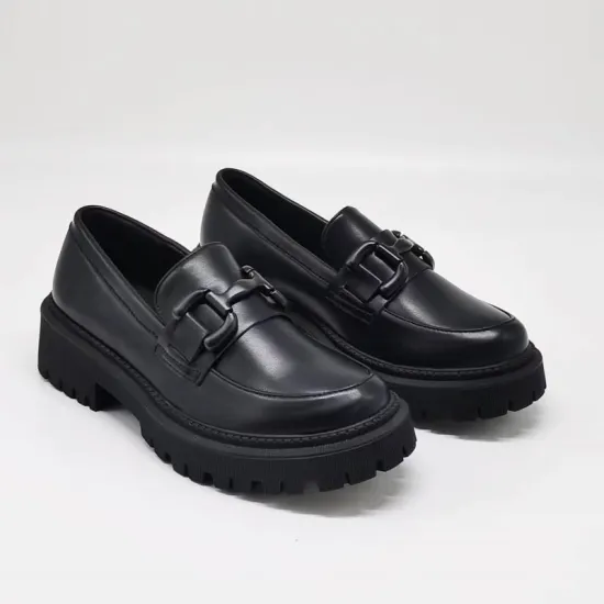 Comfortable Chunky Heel Platform Loafers for Women - Fashion PU Leather Slip-On Shoes for Business and Formal Wear