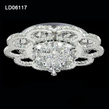 led ceiling silver chandelier round crystal led light