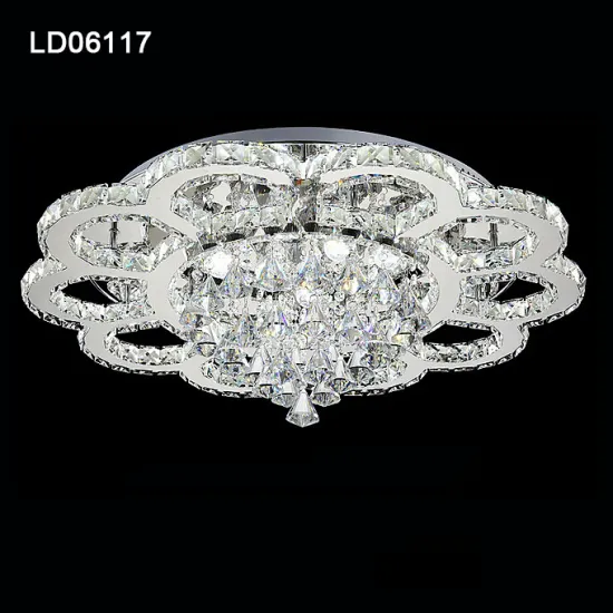 led ceiling silver chandelier round crystal light