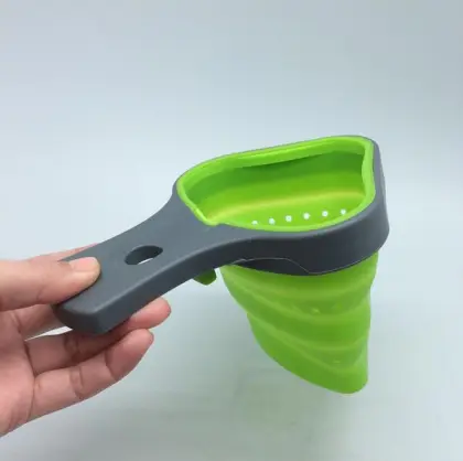 Silicone collapsible pasta baskets/pasta strainer Practical foldable silicone colander silicone pasta basket with plastic handle