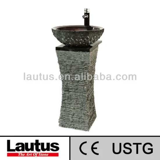 Black Limestone pedestal sink whole set