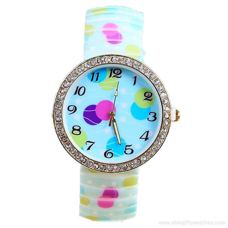 Brilliant Diamond Women Print Flower Watch