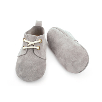 Benetako Suede Larru Gris Haurtxoentzako Oxford Oinetakoak Handizkako