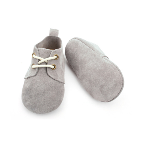 Oxford Shoes for Boys Real Suede Leather Grey Baby Oxford Shoes Wholesale Manufactory