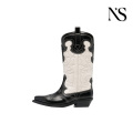 Botas cowboy estilo western en blanco y negro