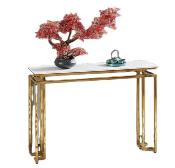 Stainless Steel Indoor Furniture: Hotel Villa Console Tables with Artificial Marble or Glass Tops