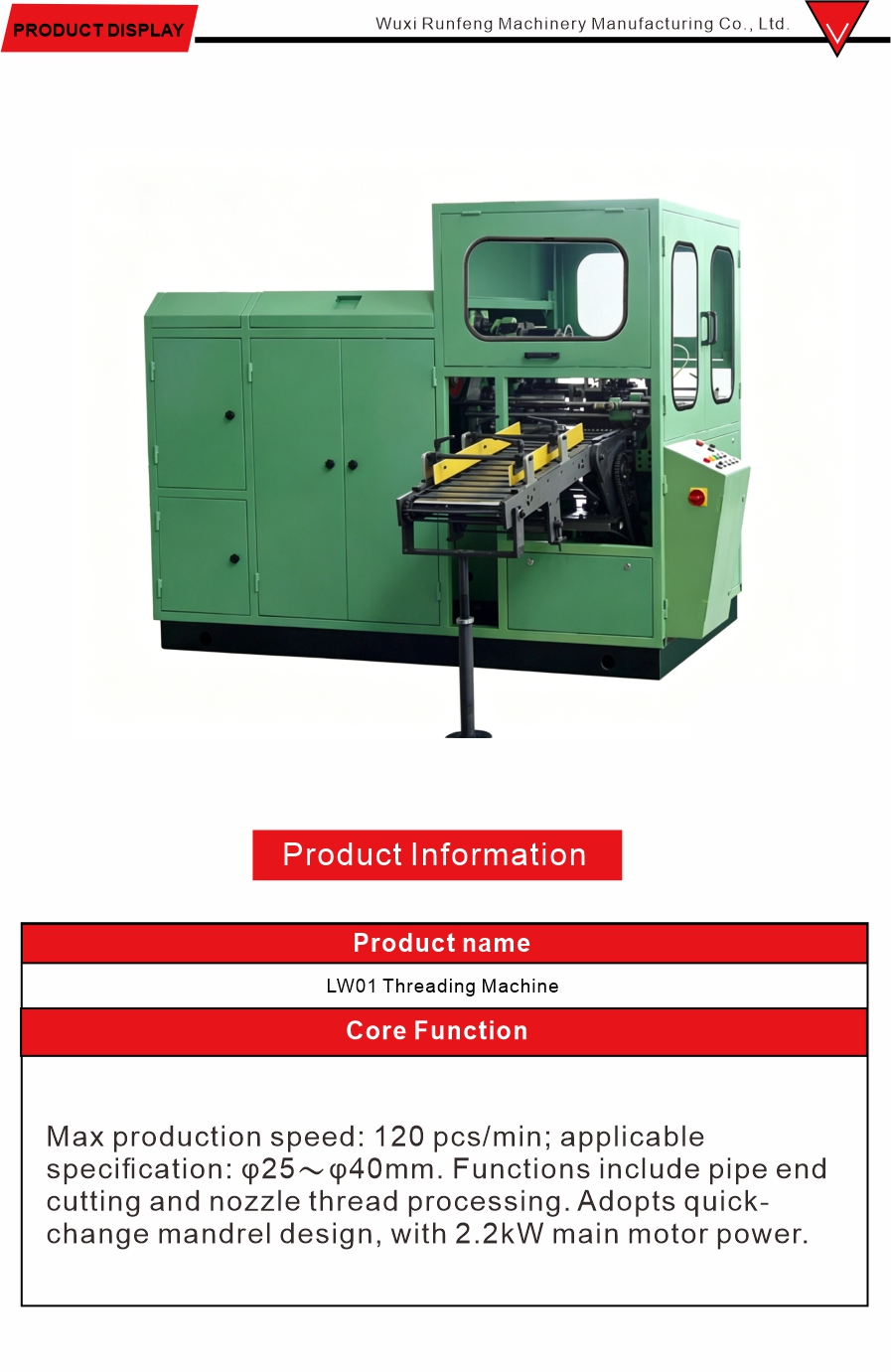 Quick Change Spindle Threading Machine