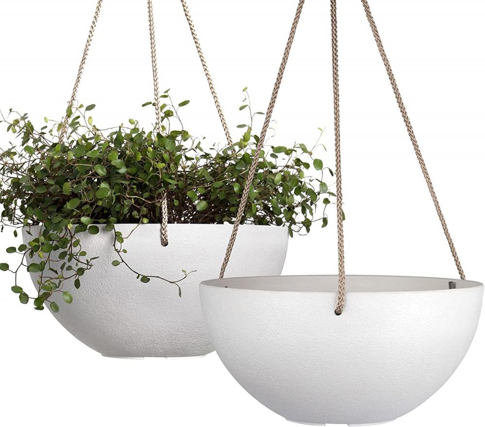 Cesta blanca de plantador colgante