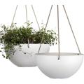 Cesta blanca de plantador colgante