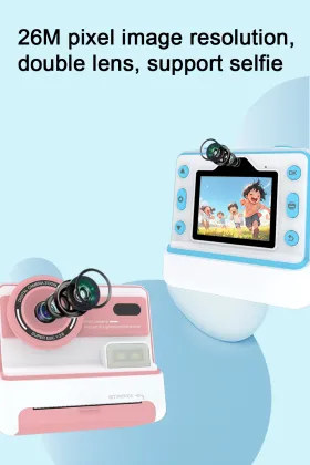 Kids Portable Instant Print Camera 26MP HD 1200mAh Rechargeable Battery Electronic Control Sketch Filters Frames Durable