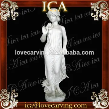 Beautiful white marble girl statues