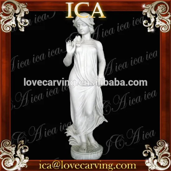 Beautiful white marble girl statues