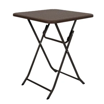 2FT 60cm Brown Square Table: Plastic Outdoor Folding Tables and Chairs for Garden Use