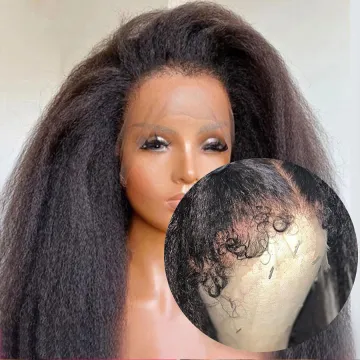 Kinky Straight 4c Edges Lace Front Wigs