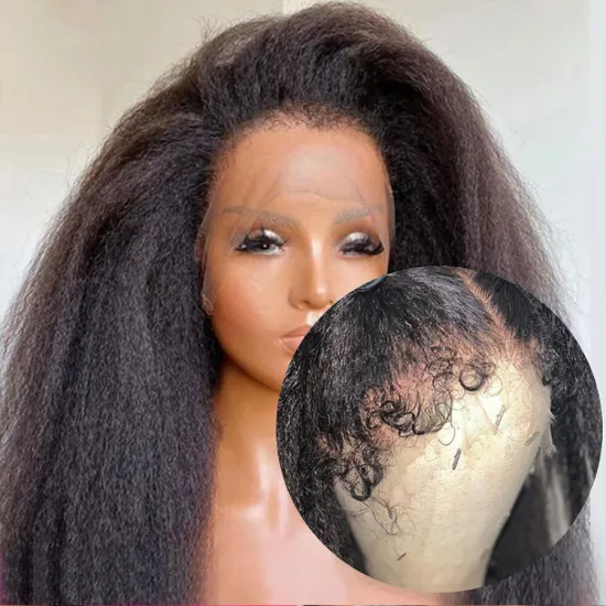 Kinky Straight 4c Edges Lace Front Wigs