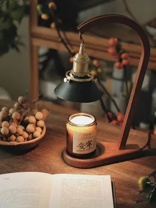 Retro Chinese Art Wooden Base GU10 Aroma Lamp Table Lamp with Scented Candles