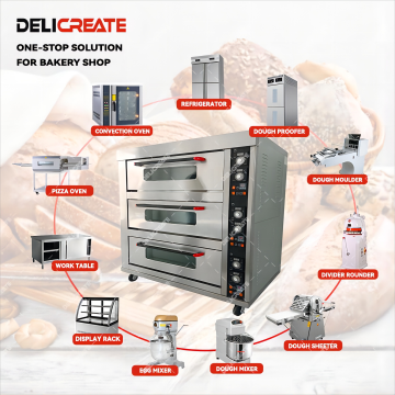 Heavy Duty Gas Deck Oven with 3 Decks and 9 Trays for Commercial Bakeries and Hotels