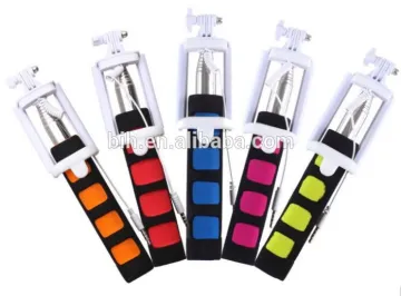 New mini extendable mobile phone selfie stick with cable control