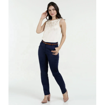 Hot selling ladies slim blue navy color trousers