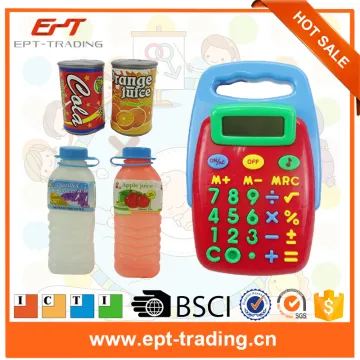 Mini Supermarket Calculator Play Toy and Food Shopping Playset for kids