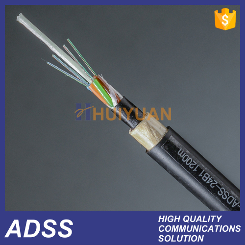 HUIYUAN 12 core PE/AT sheath 200m span adss fiber cable ethernet