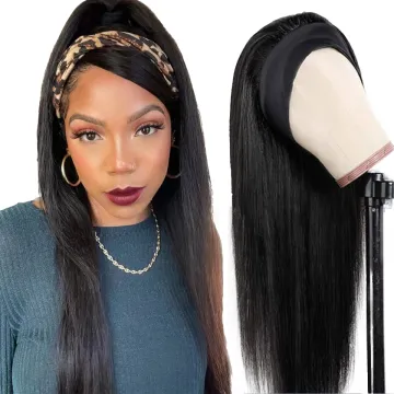 Wholesale Raw Indian Virgin Remy Human Cuticle Aligned Kinky Curly Hair None Lace Wigs For Black Women Glueless Headband Wig