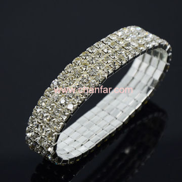Hot Selling 4Lines Rhinstone Clear Stretch Bracelet