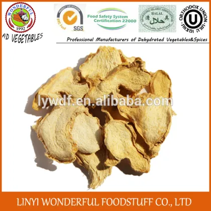 Dried ginger flakes slices