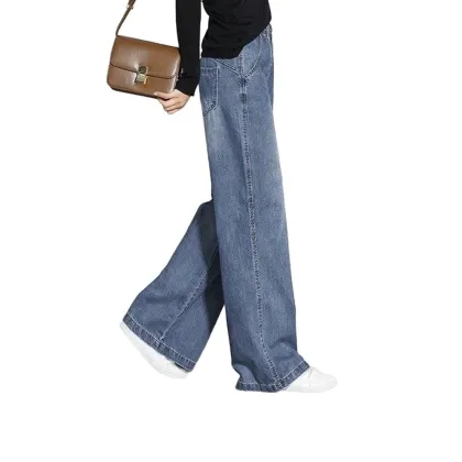 Casual Women High Waist Loose Straight Jeans Trousers