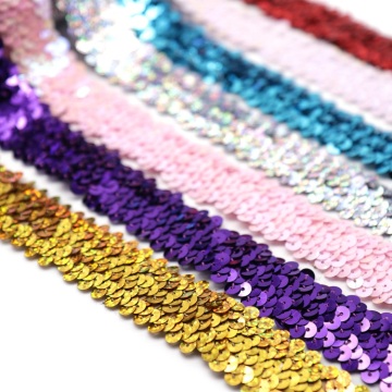 Vàng bạc Đính Sequins Ren ruy băng thêu