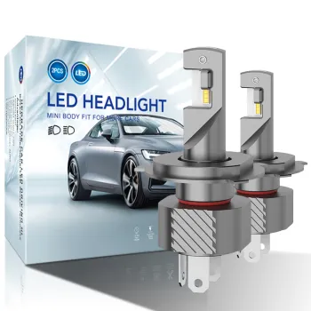 High-Brightness Asruex All in One 42W LED Headlight Bulb - 4400LM, 6500K, H4, 360° Adjustable Beam - Ultra-Thin Mini Car Light Upgrade