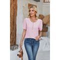 woman t shirt Casual Short Sleeve Button