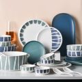 Nordic Style Tableware Ceramic Dinnerware Sets Nordic Porcelain Dinner Plates Set Stone Blue & Green