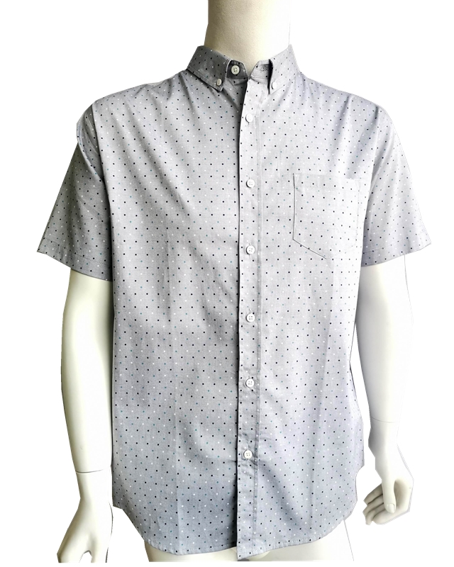 Men Causal Cotton Oxford Print Shirt