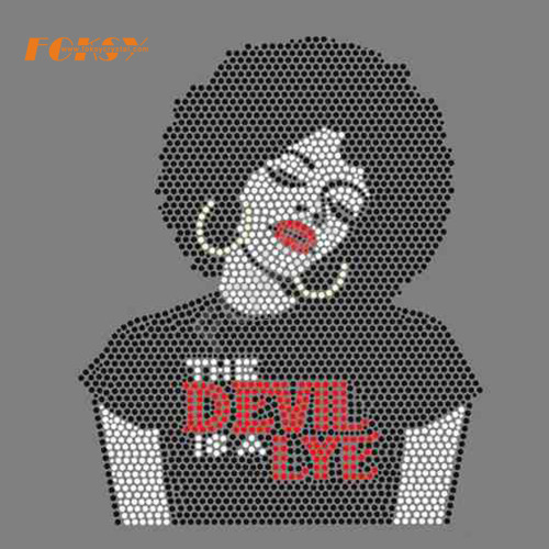 THE DEVIL IS A LYE afro rock rhinestone transfer