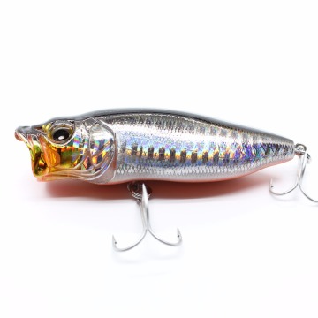 AOCLU Floating Popper 80mm Hard Bait Lure for SeaBass Fishing with VMC Hooks