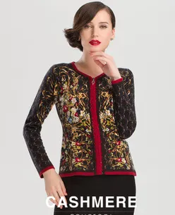 round neck abstract western style emboss add cashmere wool sweater