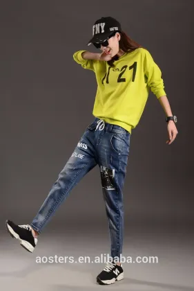 women harem pants wome new model casual loose ripped applique jeans pants