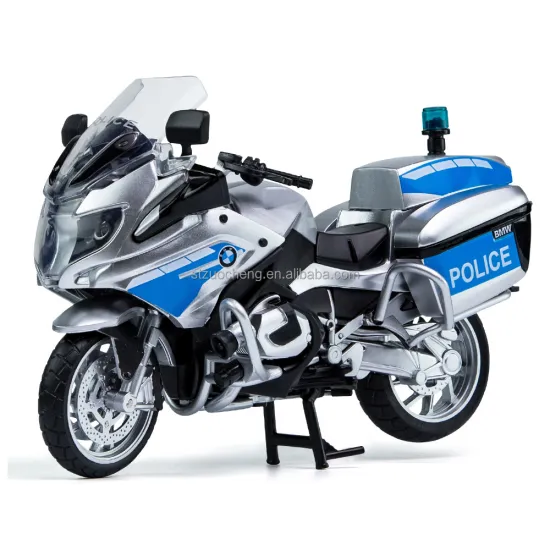 1:12 Scale Diecast Police Motorcycle Model with Working Lights and Sounds