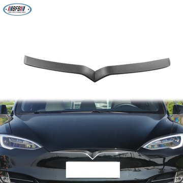 Matte Carbon Fiber Front Grille Cover V Trim - Tesla Model S 2016-2022 Exterior Accessory