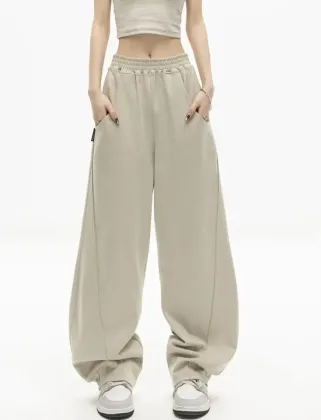 Wholesale Blank Cotton Oversized Wide Leg Sweatpants Stacked Flared Pants for Men